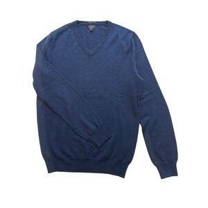 J.Crew Women's Navy Blue 100%Merino Wool Slim Fit V-Neck Sweater Size Small